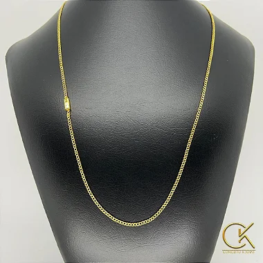 Corrente Grumet Elo Chapado 2,5mm - Fecho Gaveta - 60 ou 70cm - Banhada a Ouro 18k; conceitokjoias.com